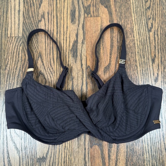 Fantasie Swim Black Ottawa Underwire Wrap Full Cup Bikini Top 34D - Picture 1 of 8